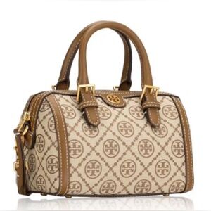 Tory Burch Tan and Cream Patterned Satchel